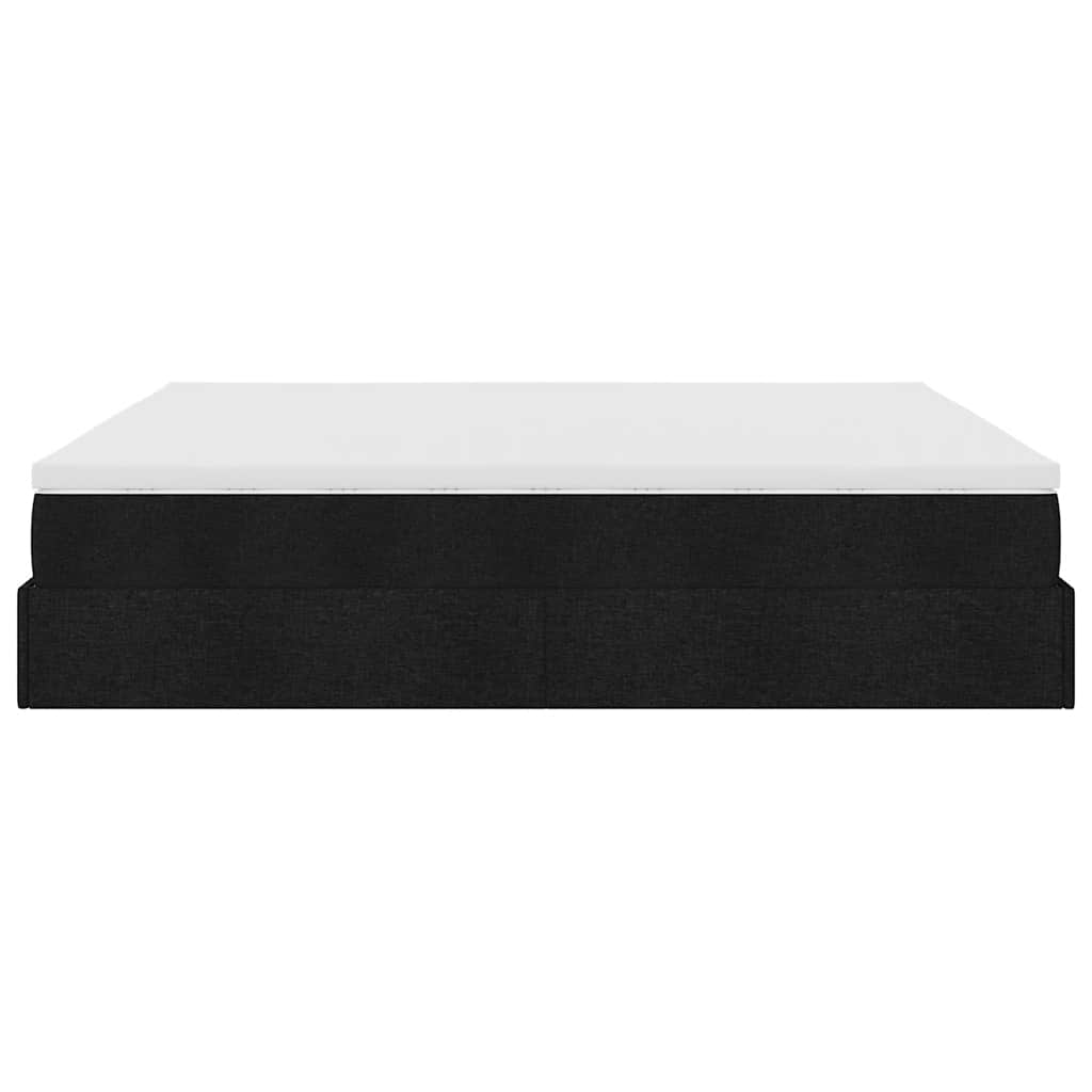 Ottoman-Bett mit Matratzen Schwarz 200x200 cm Stoff