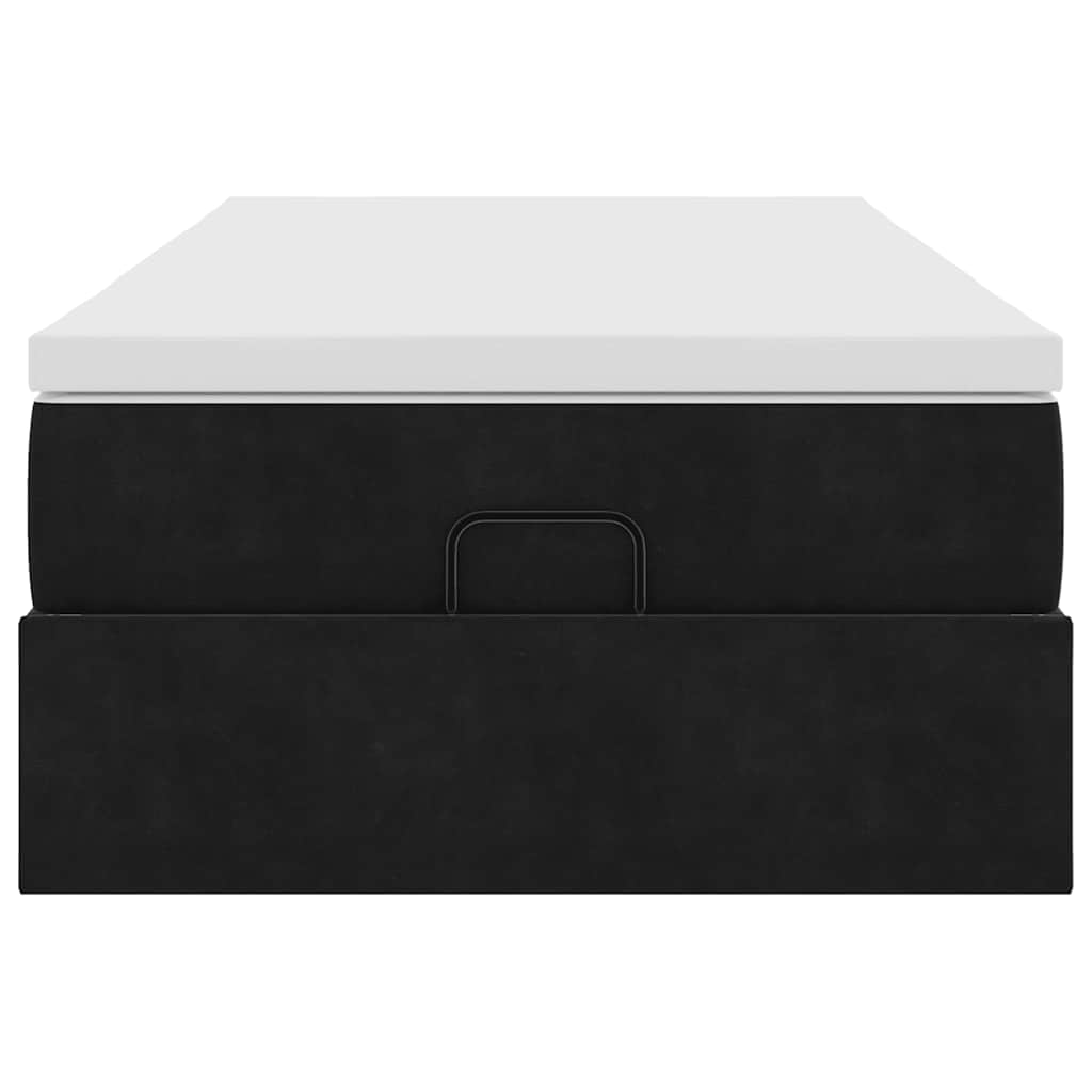 Ottoman-Bett mit Matratze Schwarz 100x200 cm Samt