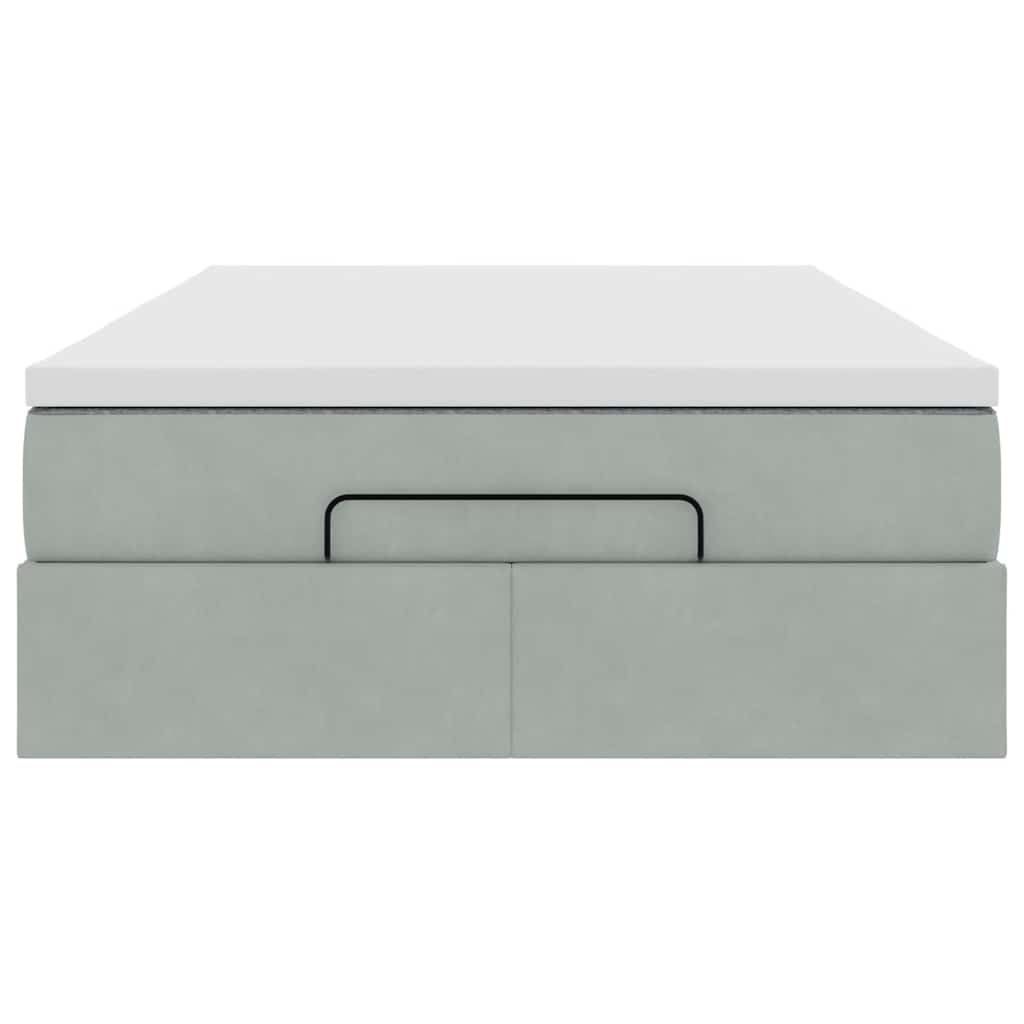 Ottomanische Bett mit Matratze Hellgrau 120x190 cm Samt