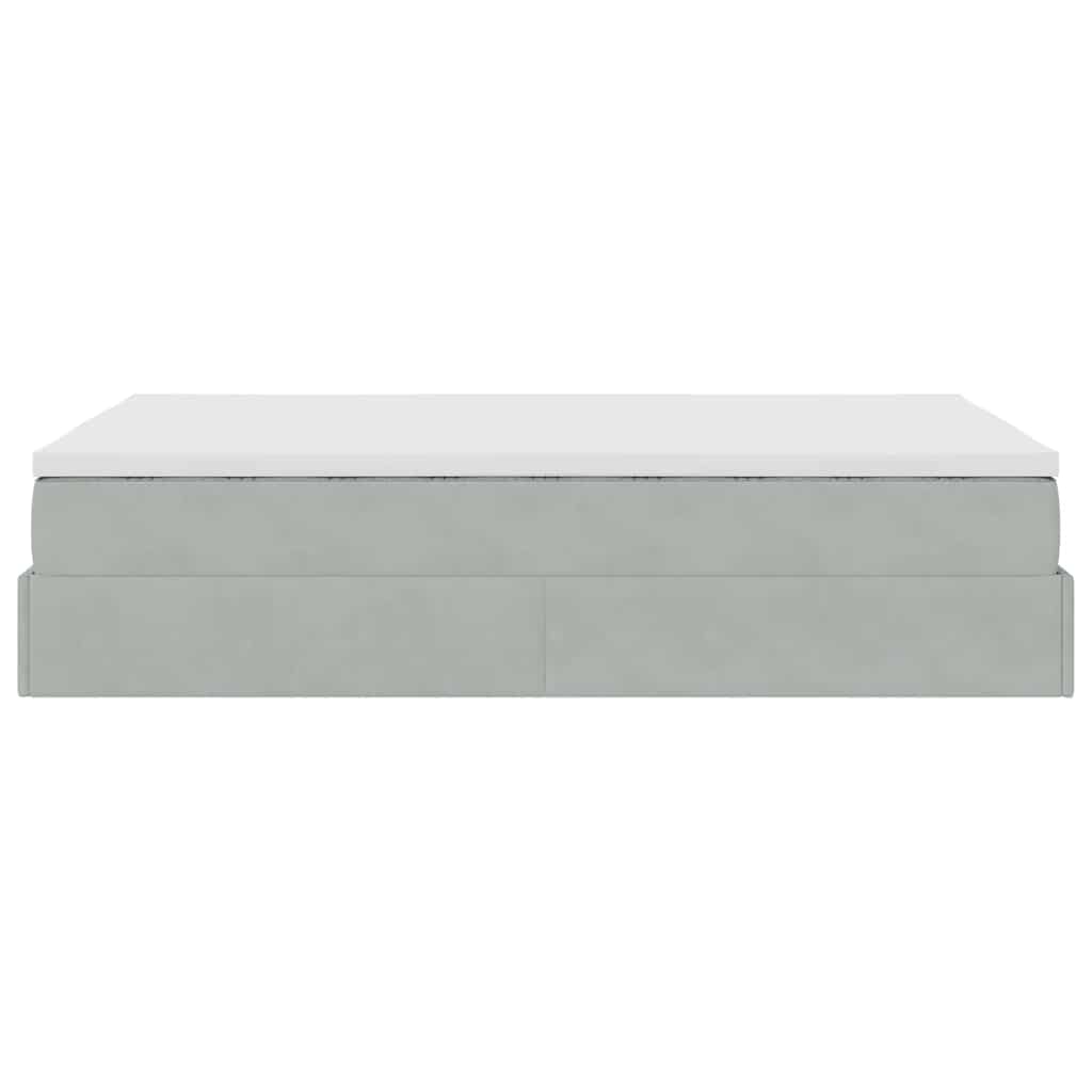 Ottoman-Bett mit Matratze Hellgrau 120x200 cm Samt