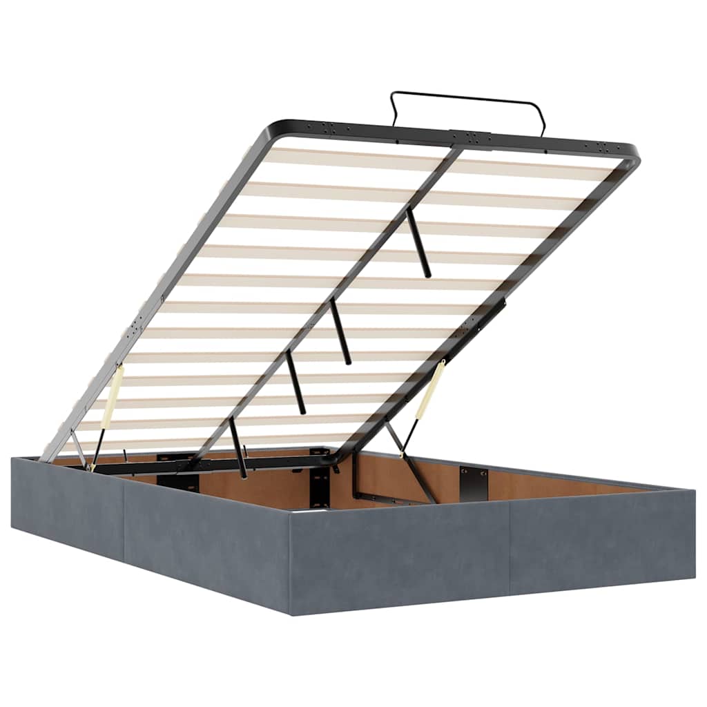 Ottoman-Bett mit Matratze Dunkelgrau 120x200 cm Samt