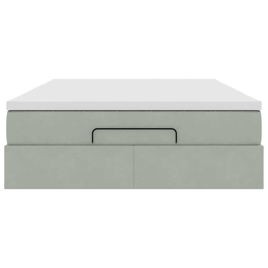 Ottoman-Bett mit Matratze Hellgrau 140x190 cm Samt