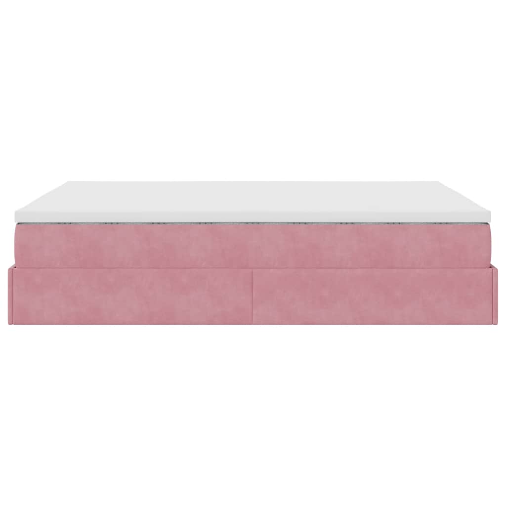 Ottoman-Bett mit Matratze Rosa 140x190 cm Samt