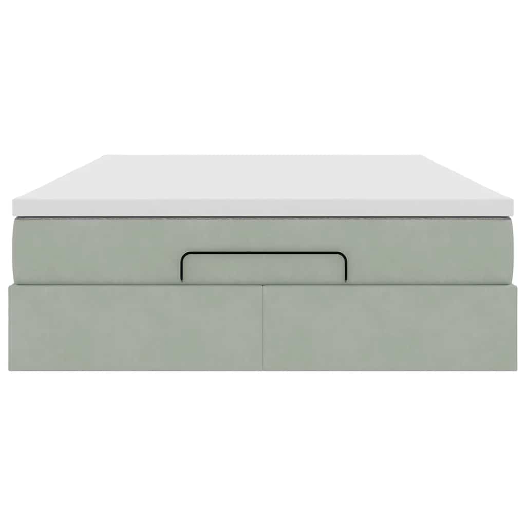 Ottoman-Bett mit Matratze Hellgrau 140x200 cm Samt