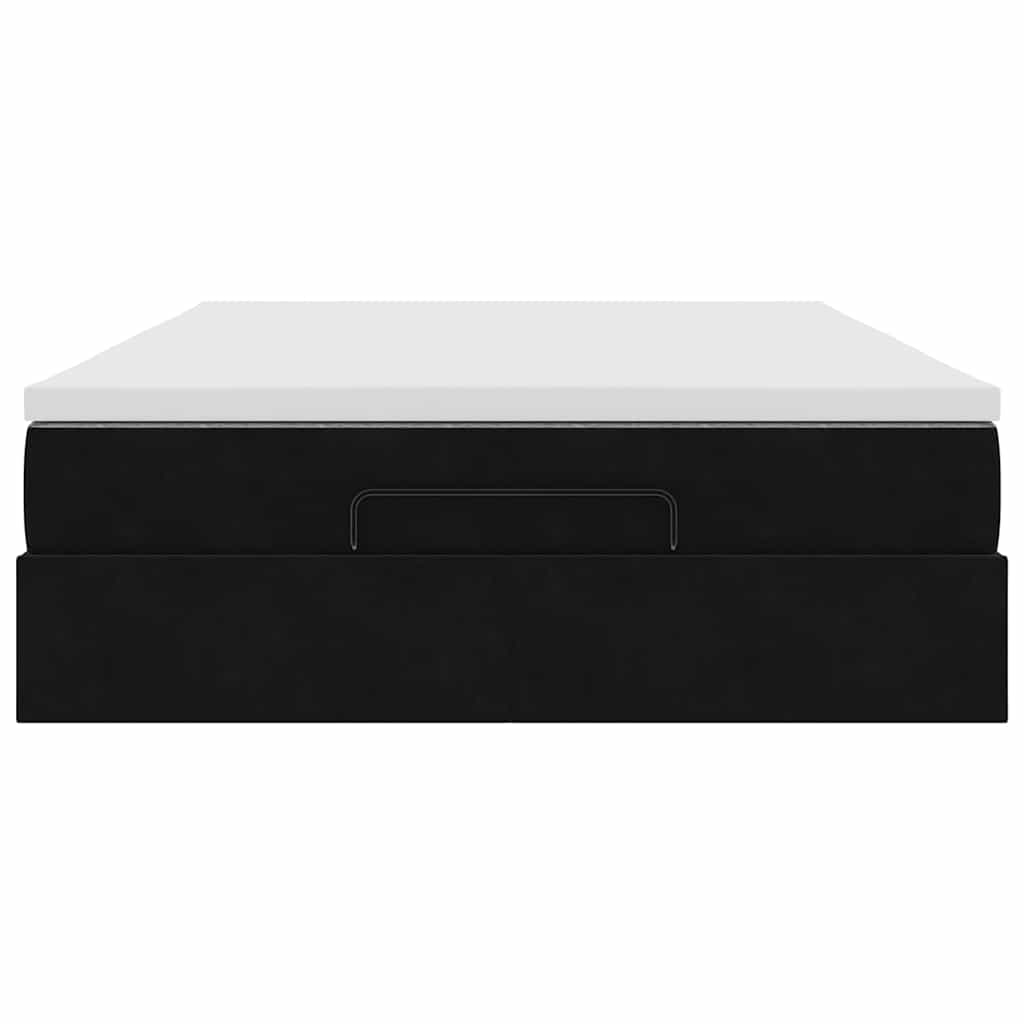Ottoman-Bett mit Matratze Schwarz 140x200 cm Samt