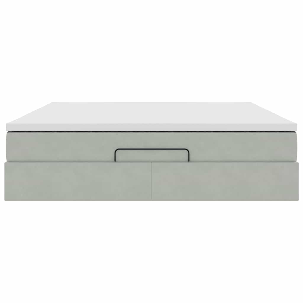 Ottoman-Bett mit Matratze Hellgrau 180x200 cm Samt