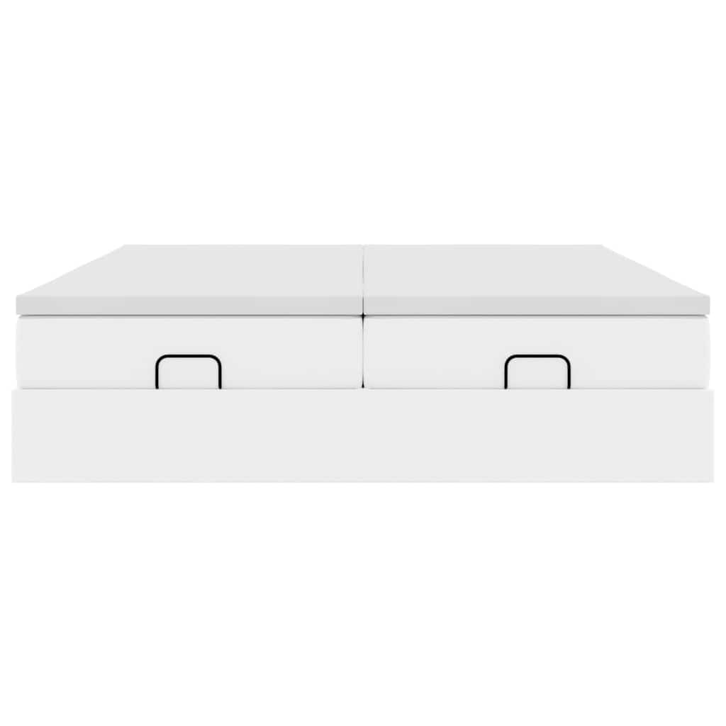 Ottoman-Bett mit Matratzen Weiß 180x200 cm Kunstleder