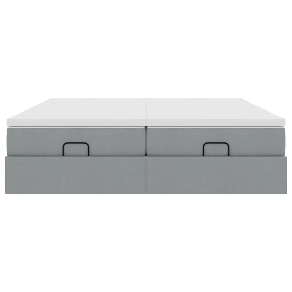 Ottoman-Bett mit Matratzen Hellgrau 160x200 cm Stoff