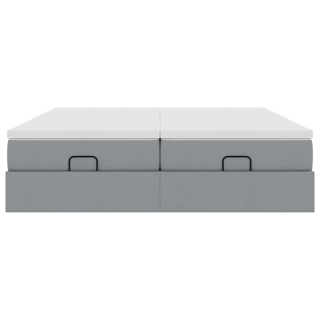 Ottoman-Bett mit Matratzen Hellgrau 180x200 cm Stoff