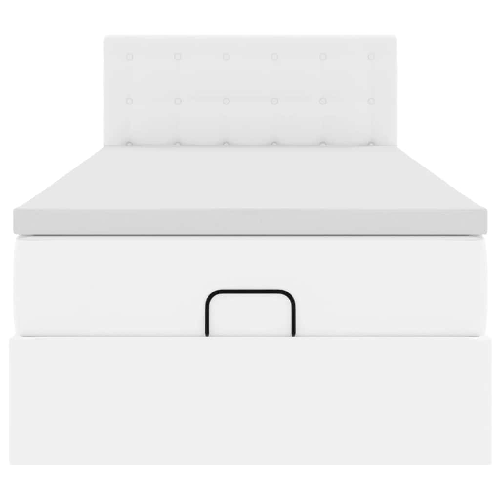 Ottoman-Bett mit Matratze Weiß 90x200 cm Kunstleder