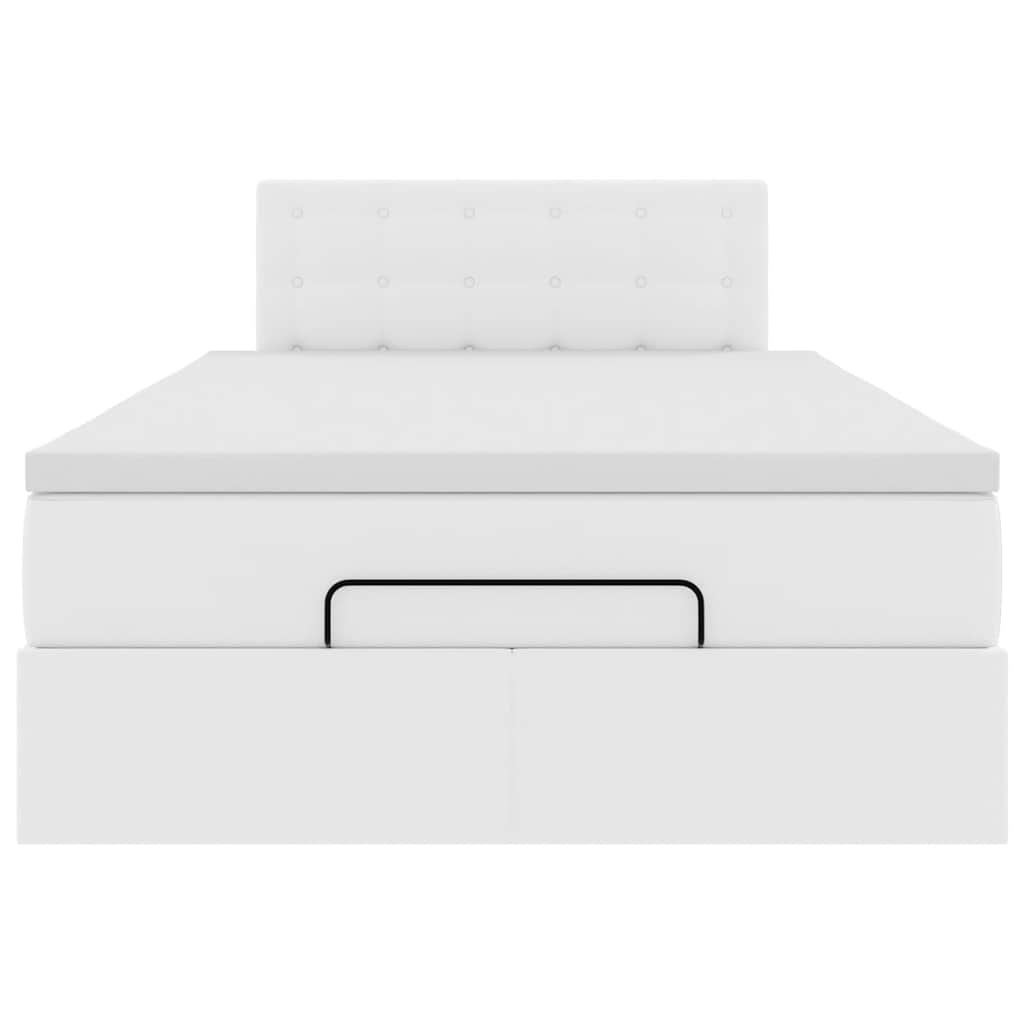 Ottoman-Bett mit Matratze Weiß 120x200 cm Kunstleder