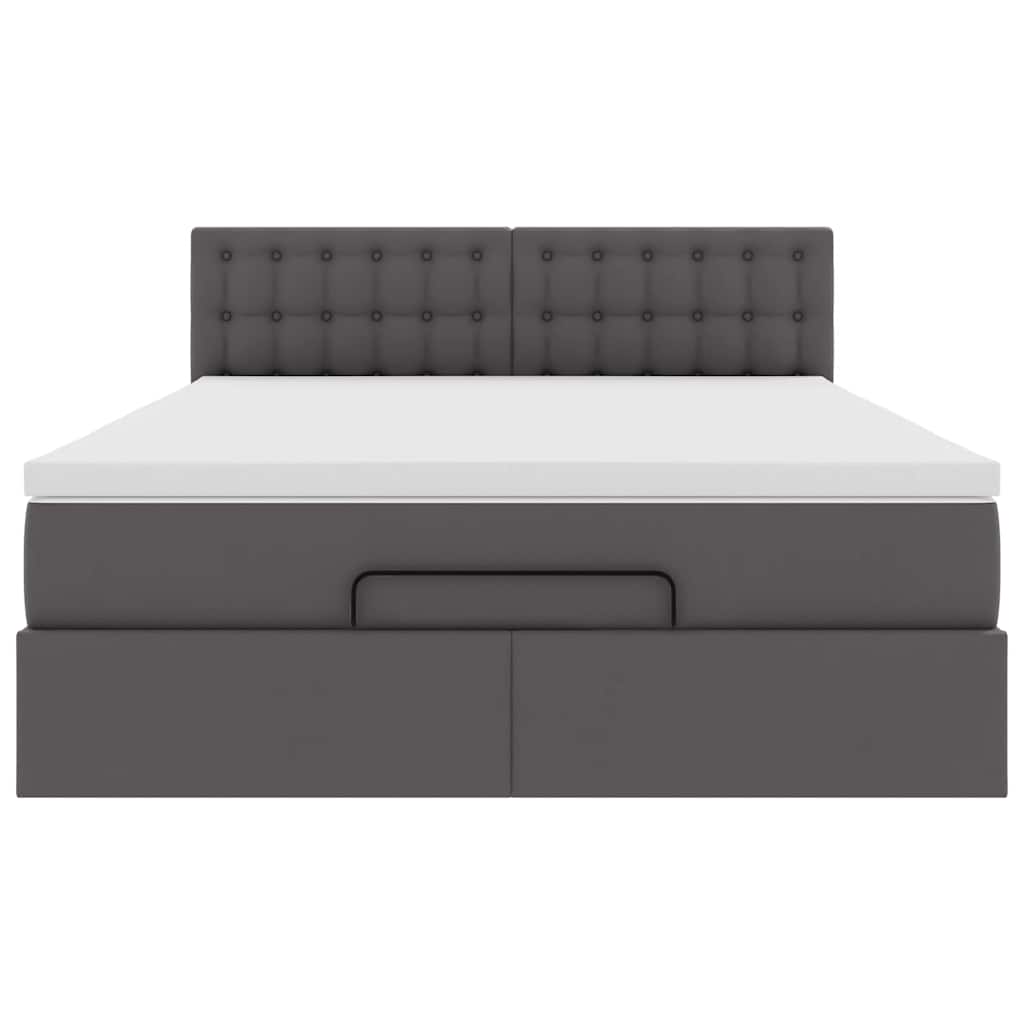 Ottoman-Bett mit Matratze Grau 140x200 cm Kunstleder