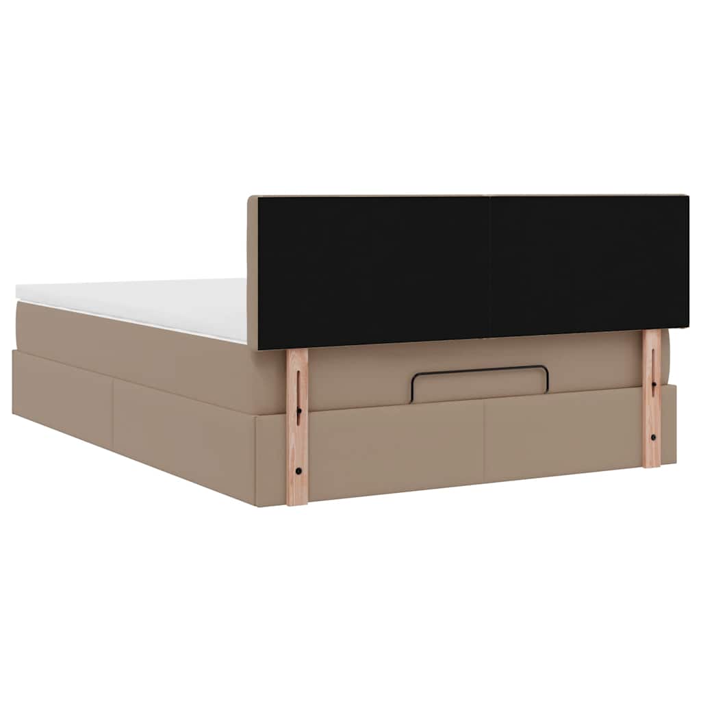 Ottoman-Bett mit Matratze Cappuccino-Braun 140x200cm Kunstleder