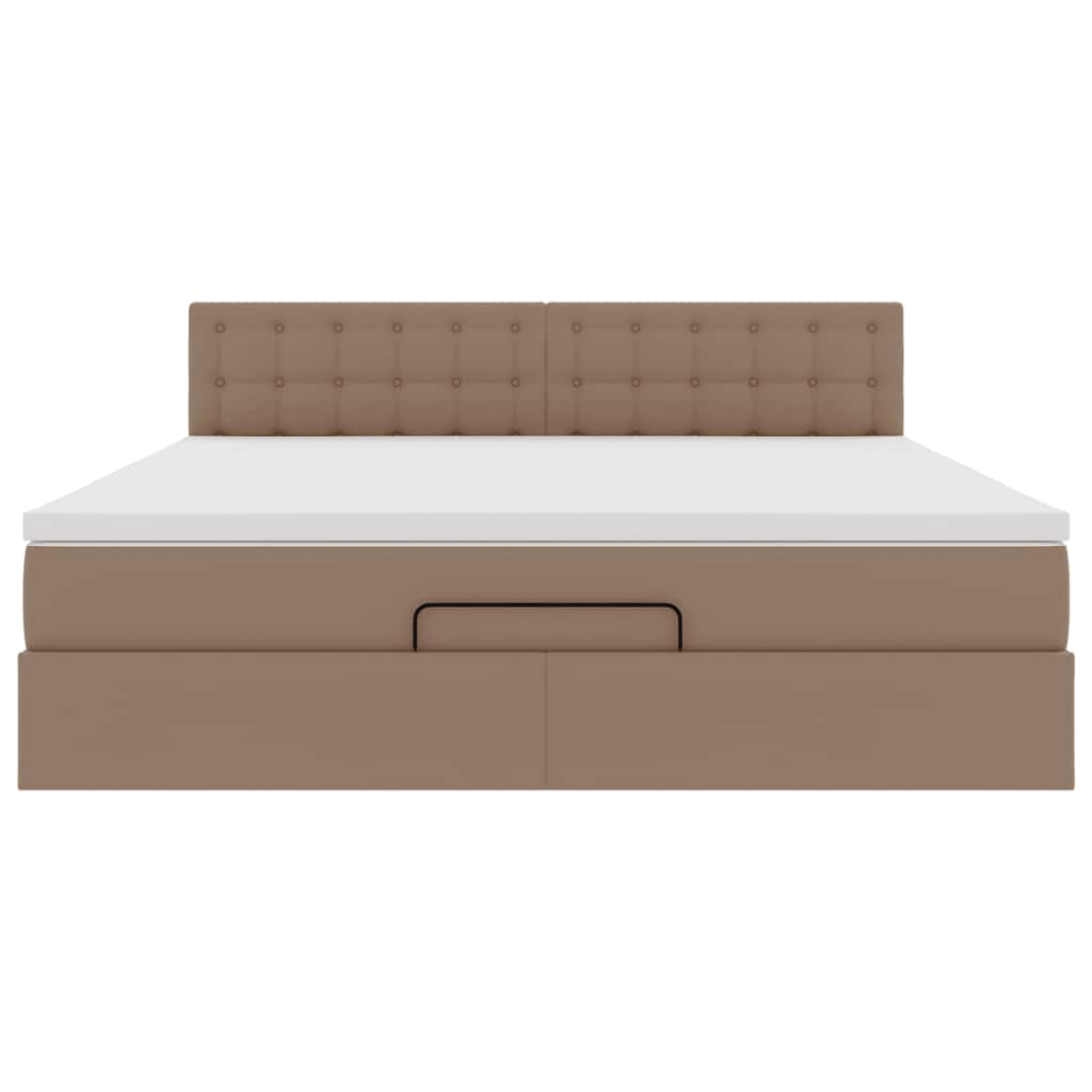 Ottoman-Bett mit Matratze Cappuccino-Braun 160x200cm Kunstleder