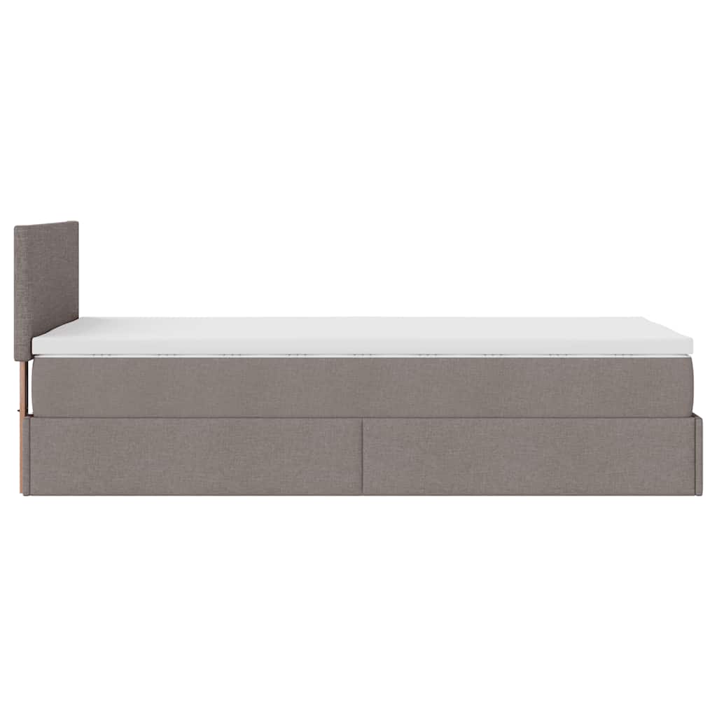 Ottoman-Bett mit Matratze Taupe 80x200 cm Stoff