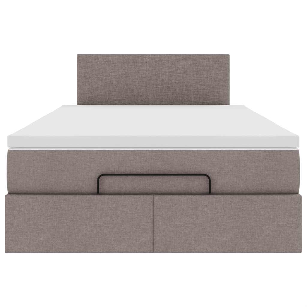 Ottoman-Bett mit Matratze Taupe 120x200 cm Stoff
