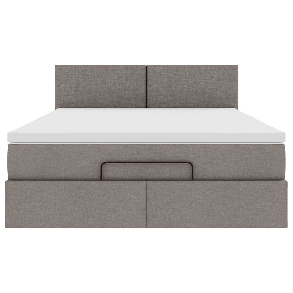 Ottoman-Bett mit Matratze Taupe 140x200 cm Stoff