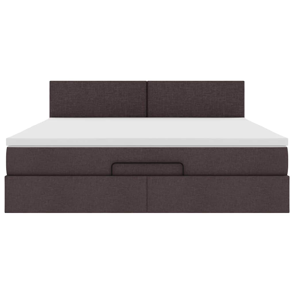 Ottoman-Bett mit Matratze Dunkelbraun 180x200 cm Stoff
