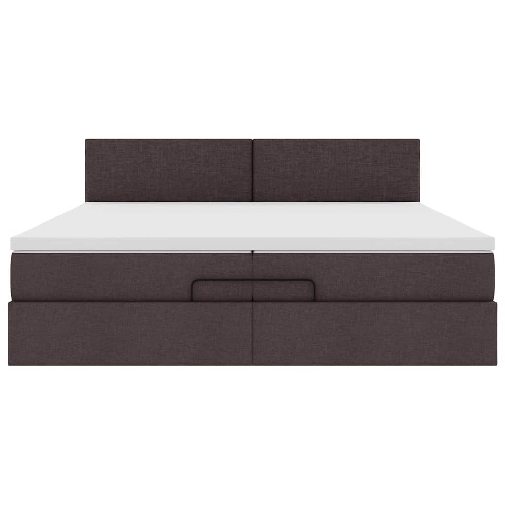 Ottoman-Bett mit Matratze Dunkelbraun 200x200 cm Stoff