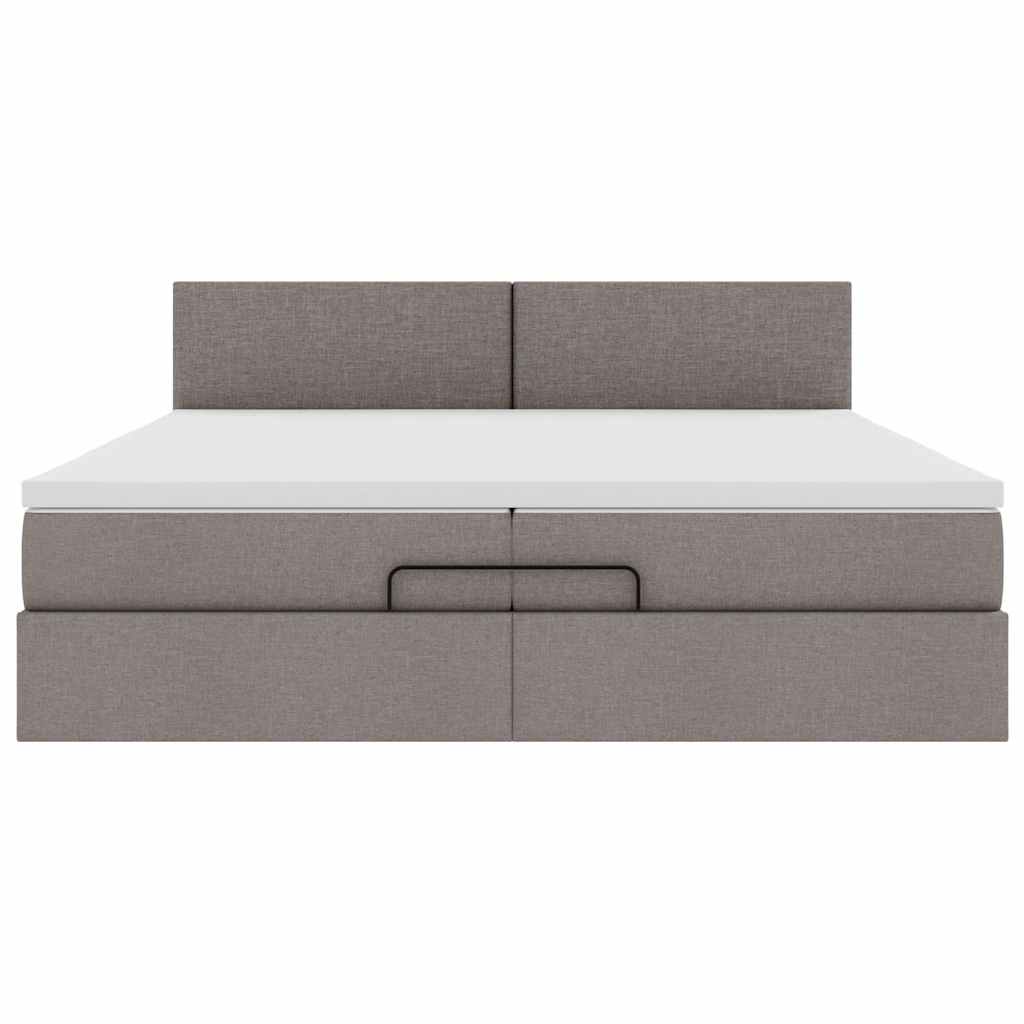Ottoman-Bett mit Matratze Taupe 200x200 cm Stoff