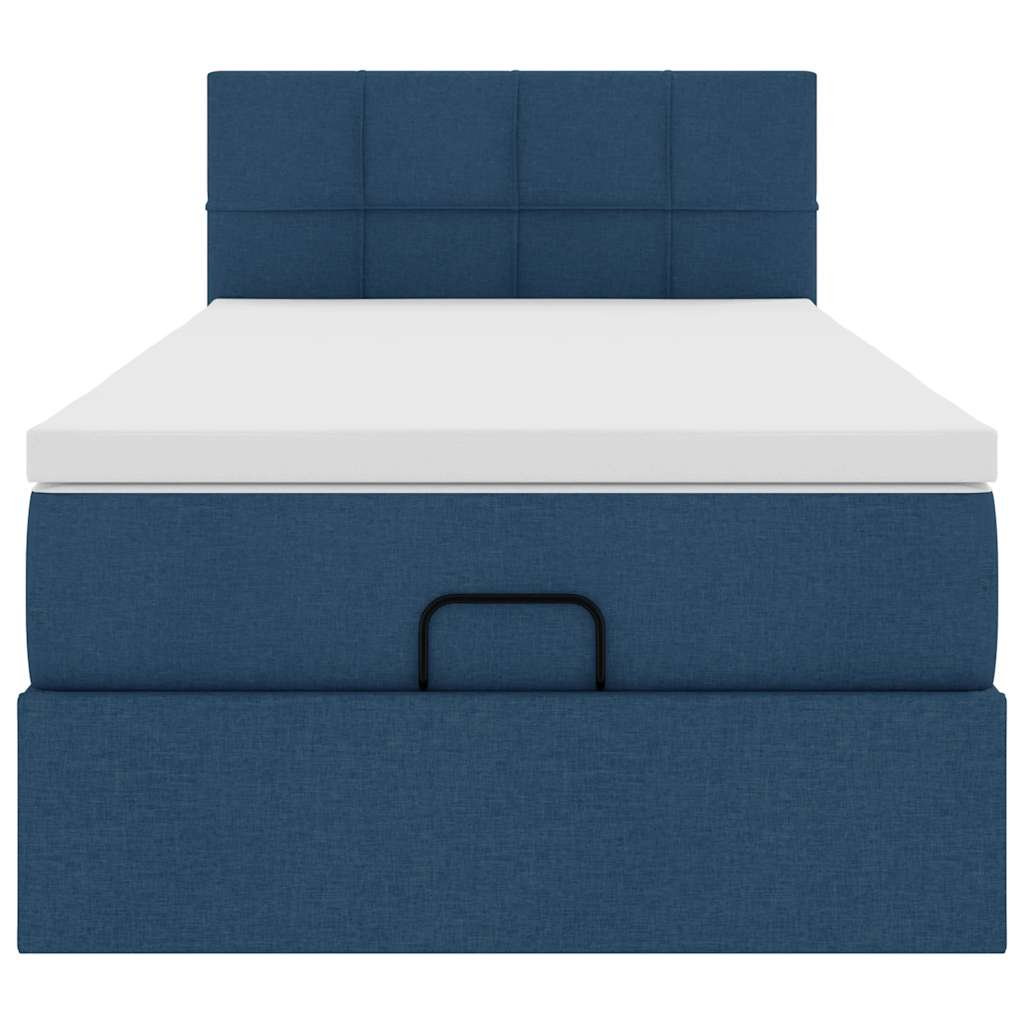 Ottoman-Bett mit Matratze Blau 80x200 cm Stoff