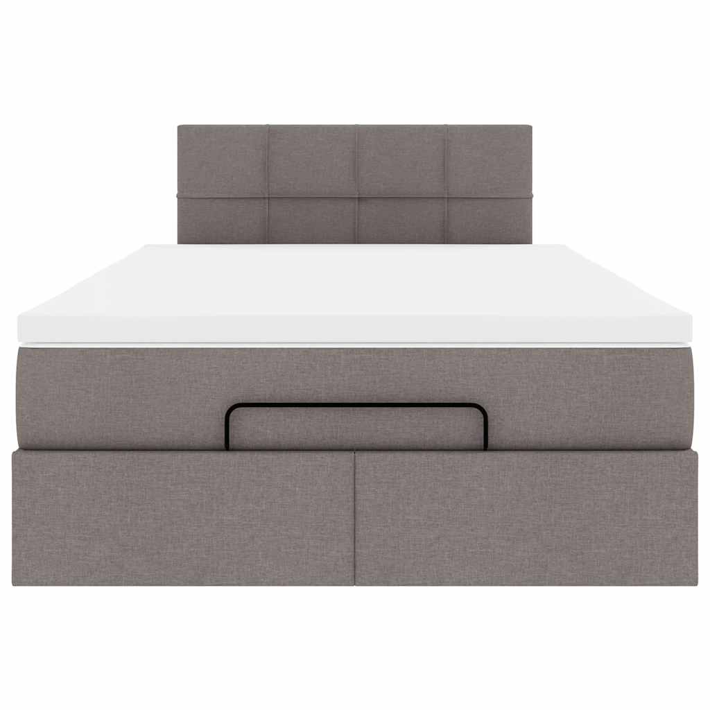 Ottoman-Bett mit Matratze Taupe 120x190 cm Stoff