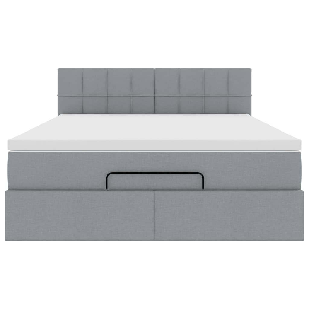 Ottoman-Bett mit Matratze Hellgrau 140x190 cm Stoff