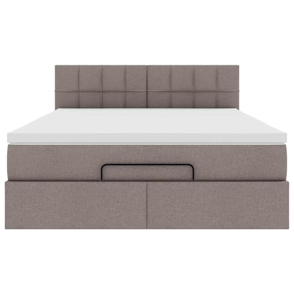 Ottoman-Bett mit Matratze Taupe 140x200 cm Stoff