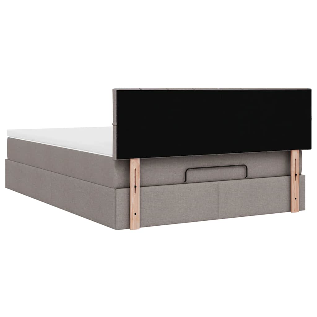 Ottoman-Bett mit Matratze Taupe 140x200 cm Stoff
