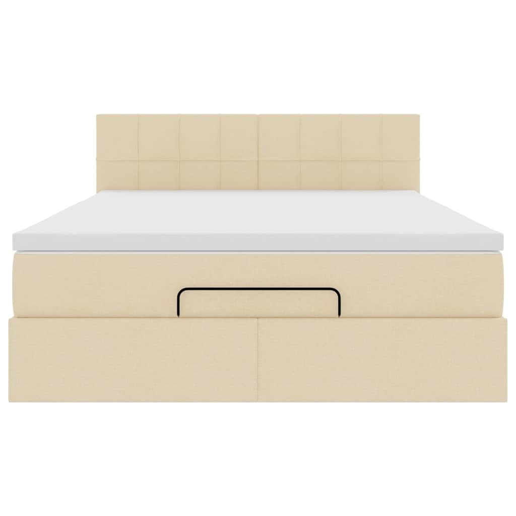 Ottoman-Bett mit Matratze Creme 140x200 cm Stoff