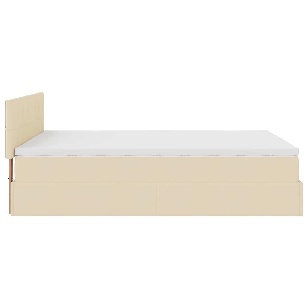 Ottoman-Bett mit Matratze Creme 140x200 cm Stoff