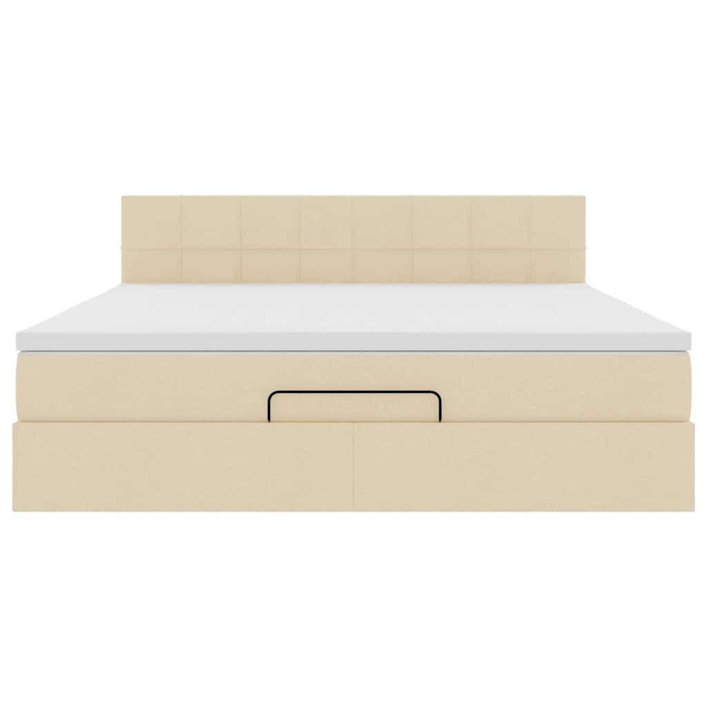 Ottoman-Bett mit Matratze Creme 160x200 cm Stoff
