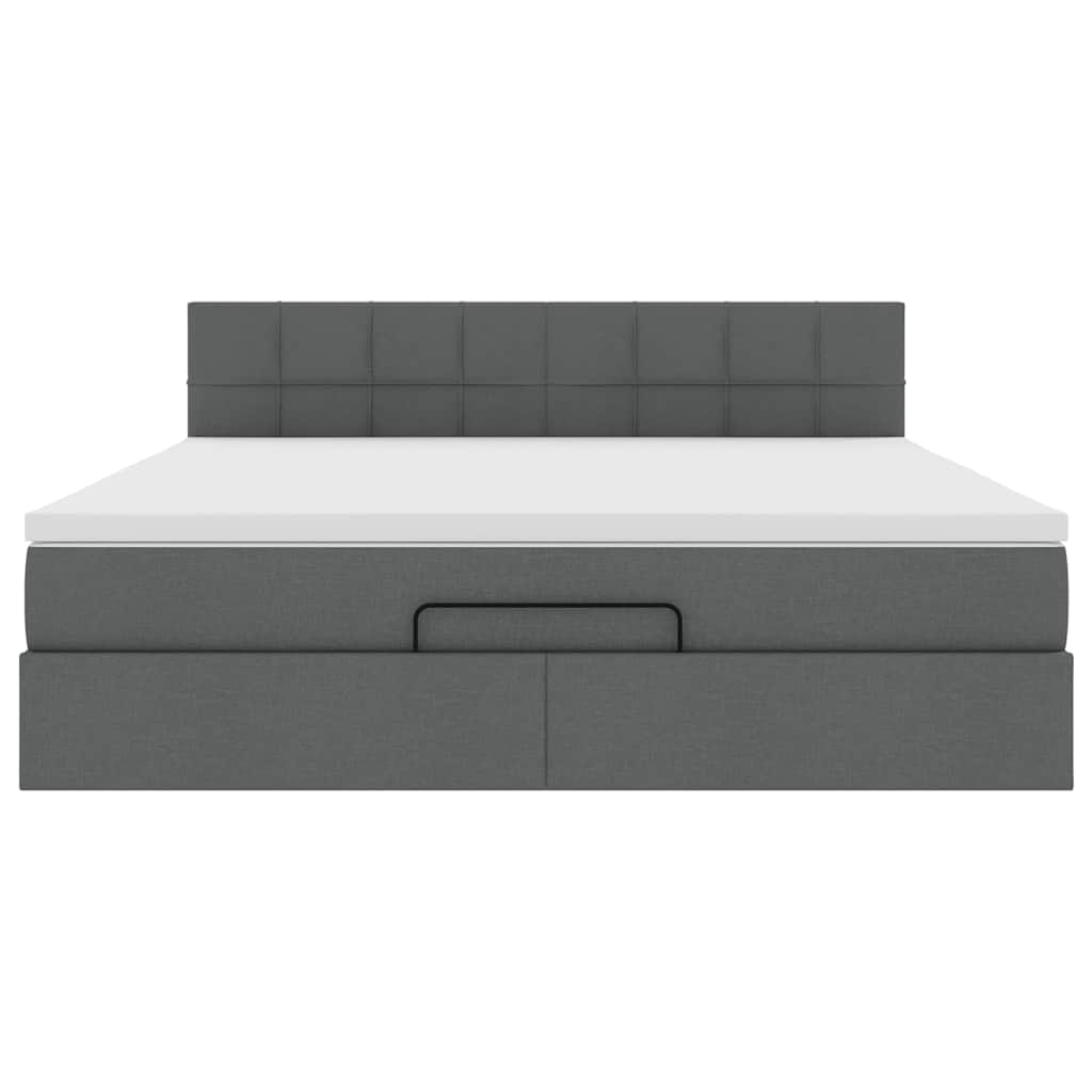 Ottoman-Bett mit Matratze Dunkelgrau 180x200 cm Stoff