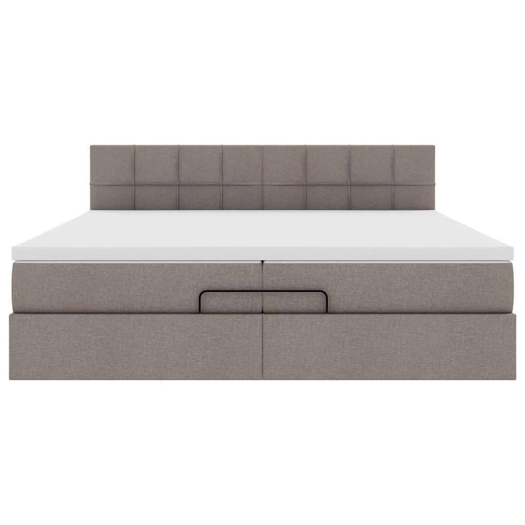 Ottoman-Bett mit Matratze Taupe 200x200 cm Stoff