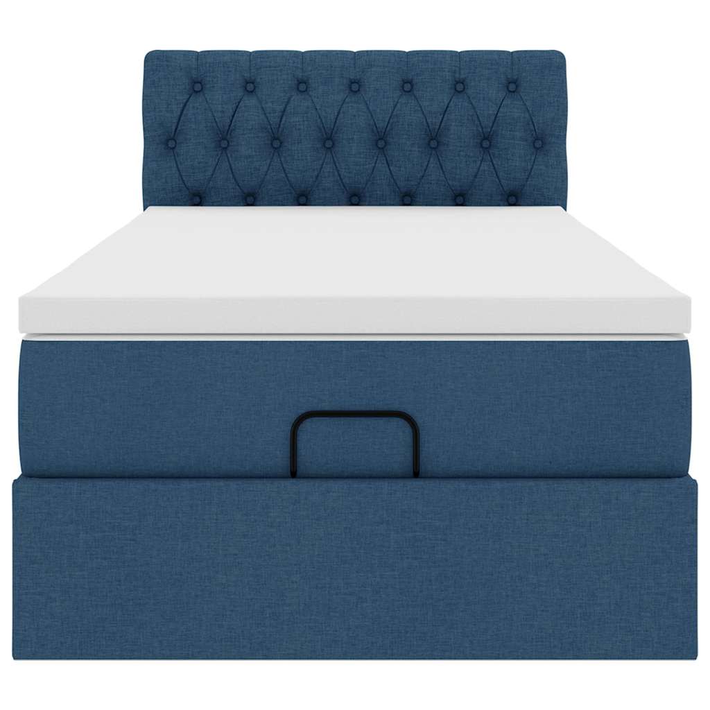 Ottoman-Bett mit Matratze Blau 80x200 cm Stoff