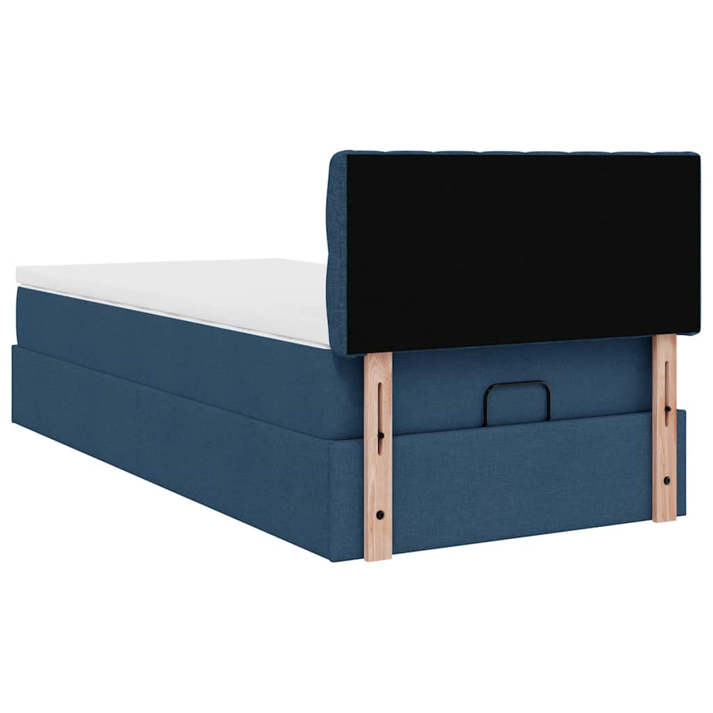 Ottoman-Bett mit Matratze Blau 80x200 cm Stoff