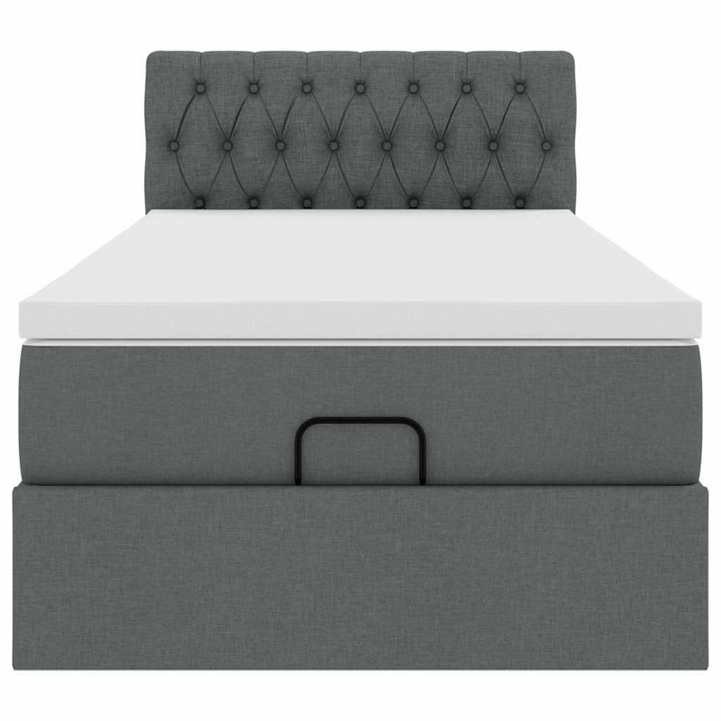 Ottoman-Bett mit Matratze Dunkelgrau 90x200 cm Stoff