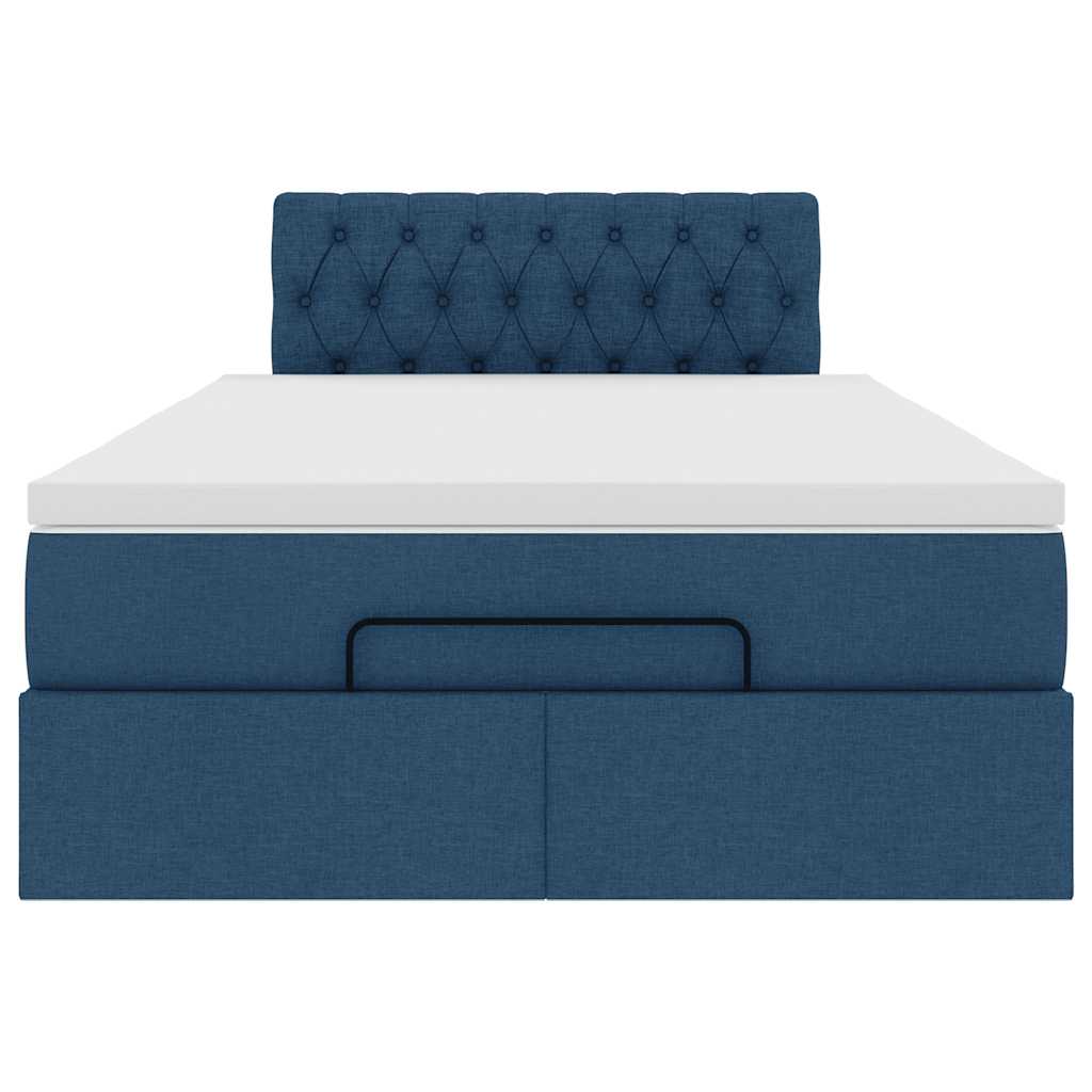 Ottoman-Bett mit Matratze Blau 120x190 cm Stoff