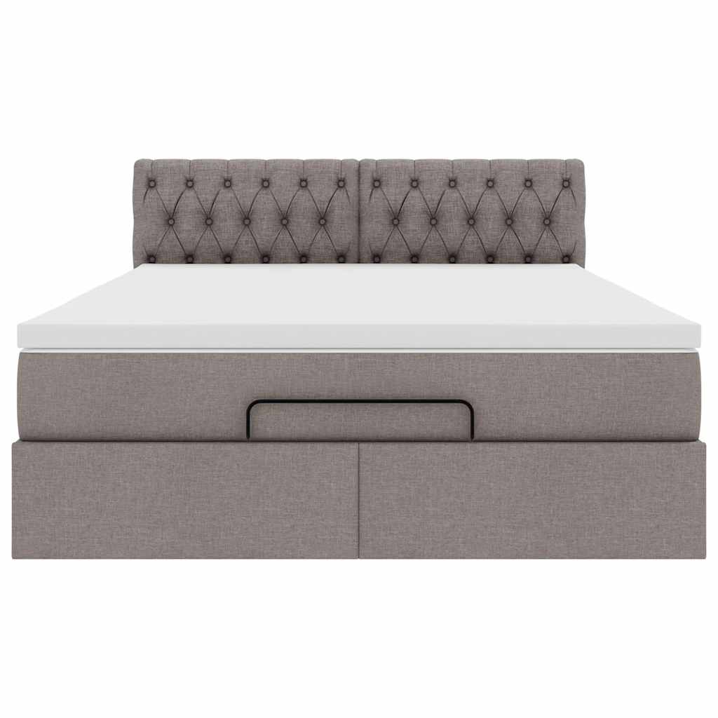 Ottoman-Bett mit Matratze Taupe 140x190 cm Stoff