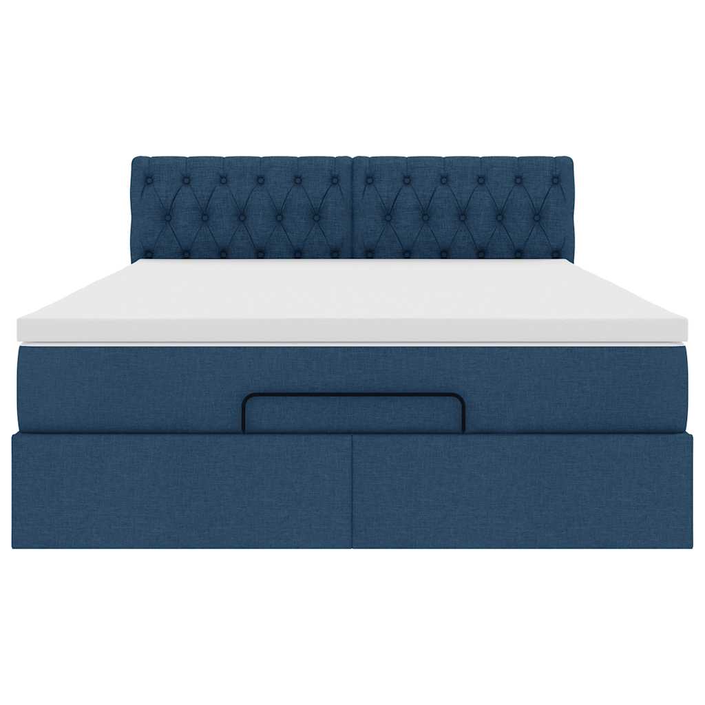 Ottoman-Bett mit Matratze Blau 140x190 cm Stoff