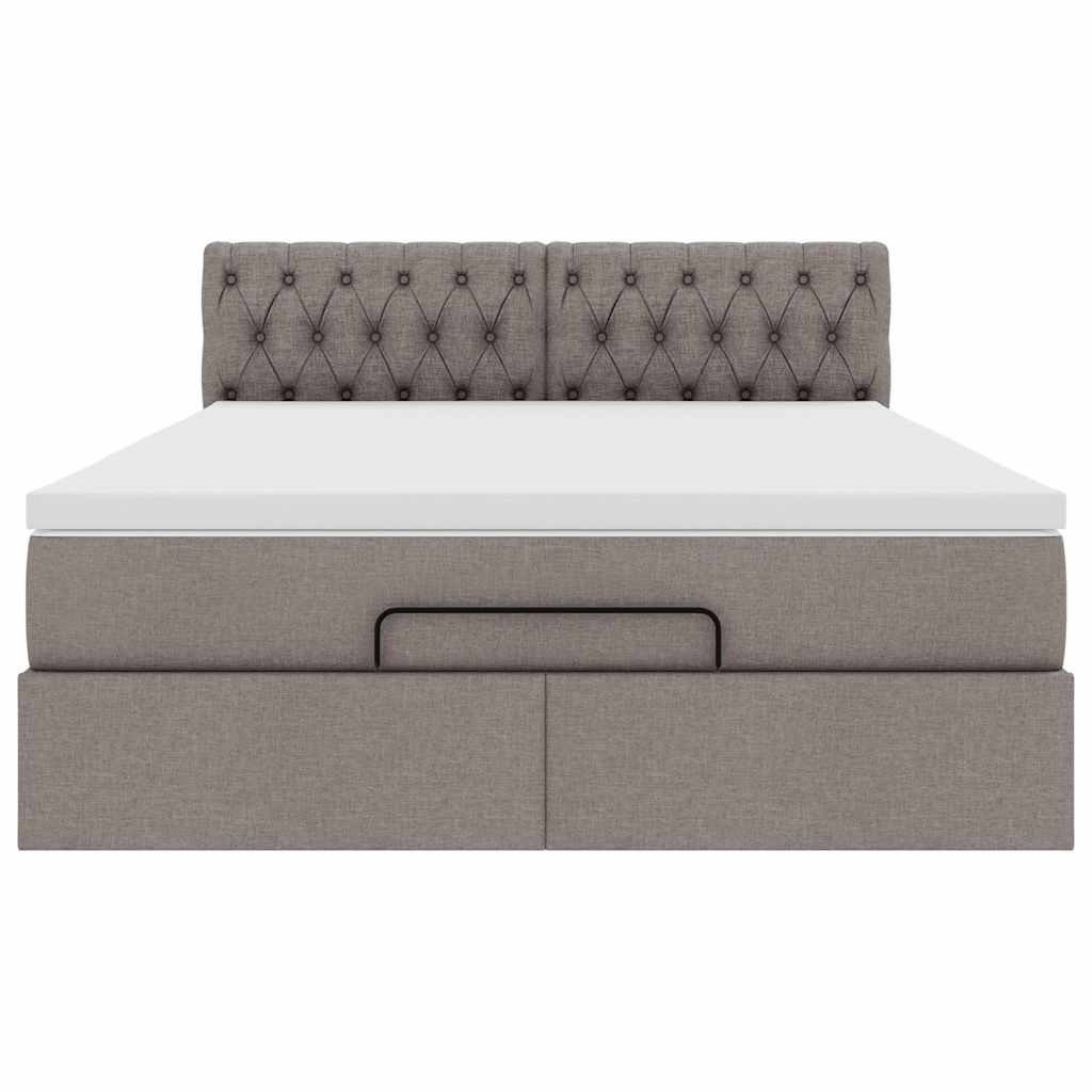 Ottoman-Bett mit Matratze Taupe 140x200 cm Stoff