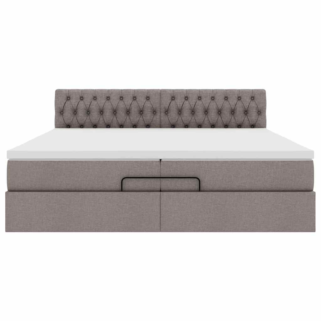 Ottoman-Bett mit Matratze Taupe 200x200 cm Stoff