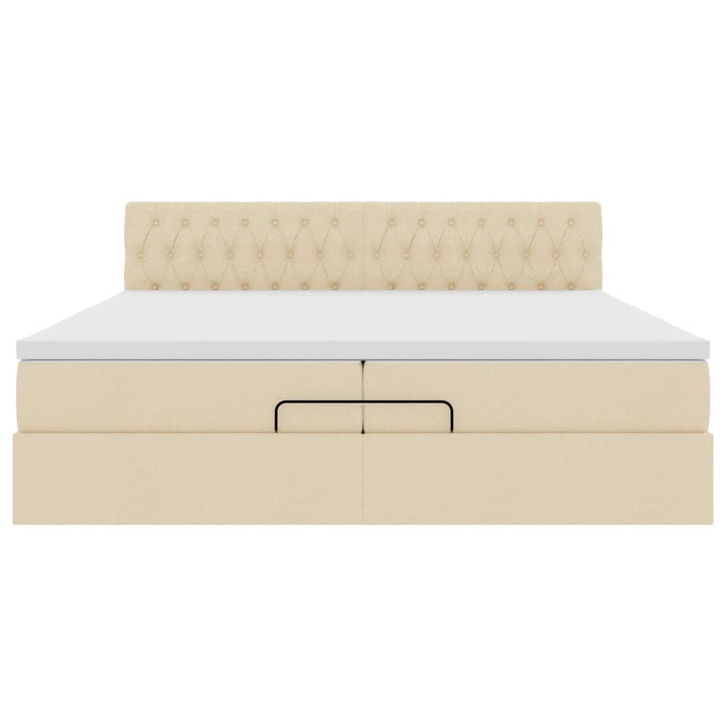 Ottoman-Bett mit Matratze Creme 200x200 cm Stoff