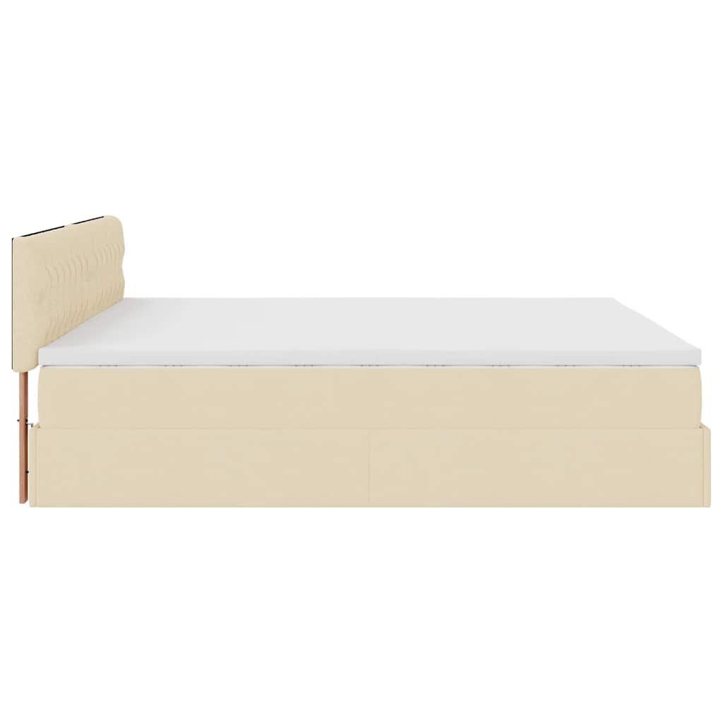 Ottoman-Bett mit Matratze Creme 200x200 cm Stoff