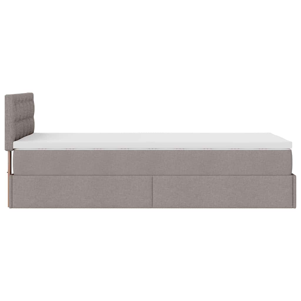 Ottoman-Bett mit Matratze Taupe 80x200 cm Stoff