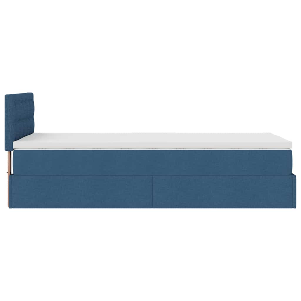 Ottoman-Bett mit Matratze Blau 80x200 cm Stoff