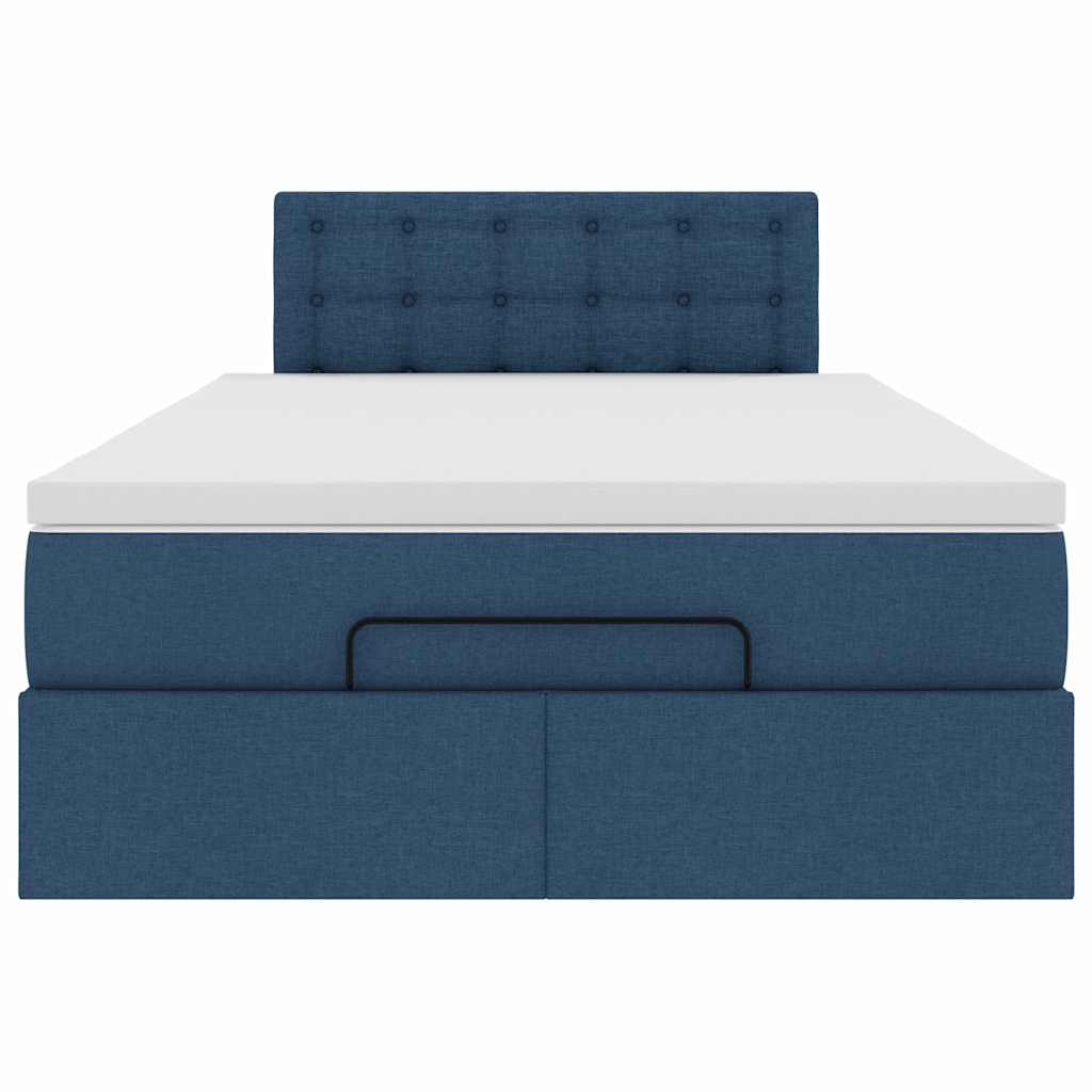 Ottoman-Bett mit Matratze Blau 120x200 cm Stoff