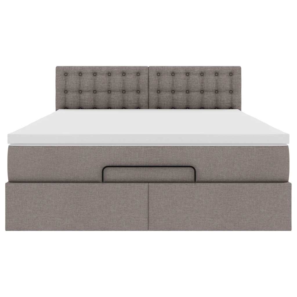 Ottoman-Bett mit Matratze Taupe 140x190 cm Stoff