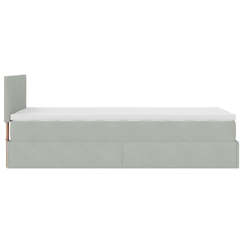 Ottoman-Bett mit Matratze Hellgrau 100x200 cm Samt