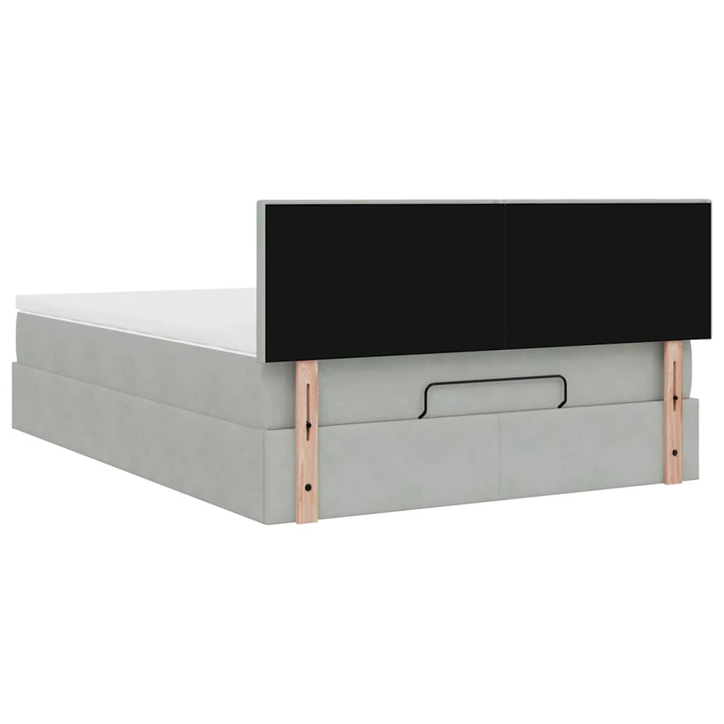 Ottoman-Bett mit Matratze Hellgrau 140x200 cm Samt